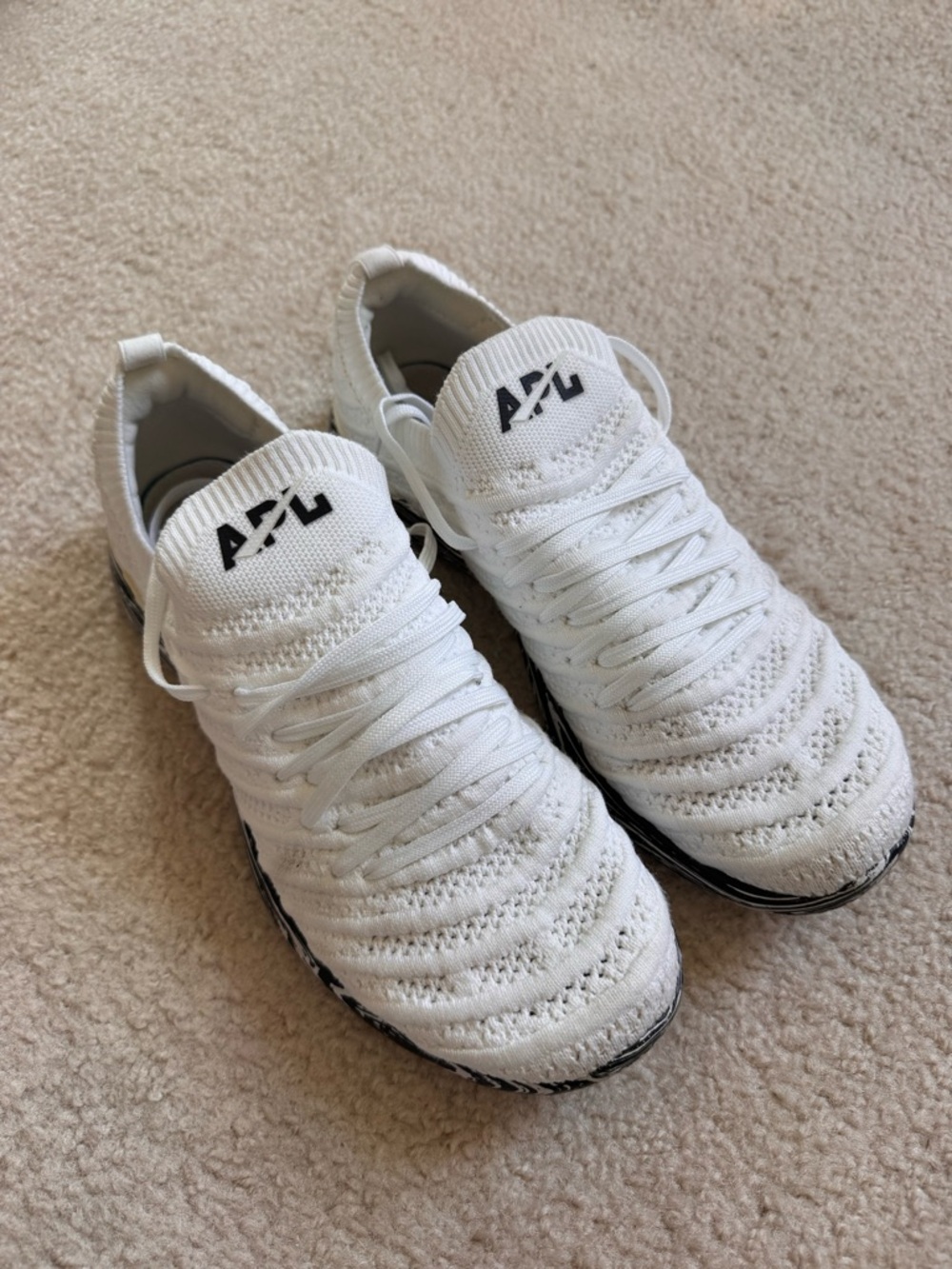APL White Knit Sock Sneakers with Black Accents